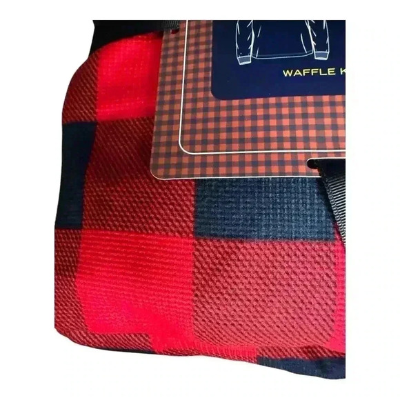 Nautica Mens Red Plaid Waffle Knit Jogger PJ Set, Medium - Picture 3 of 3